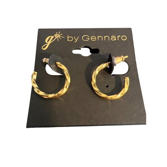 G By Gennaro 2 Pair Gold Tone Earrings Smiley Face Twisted Hoops New on Card - Picture 3 of 6